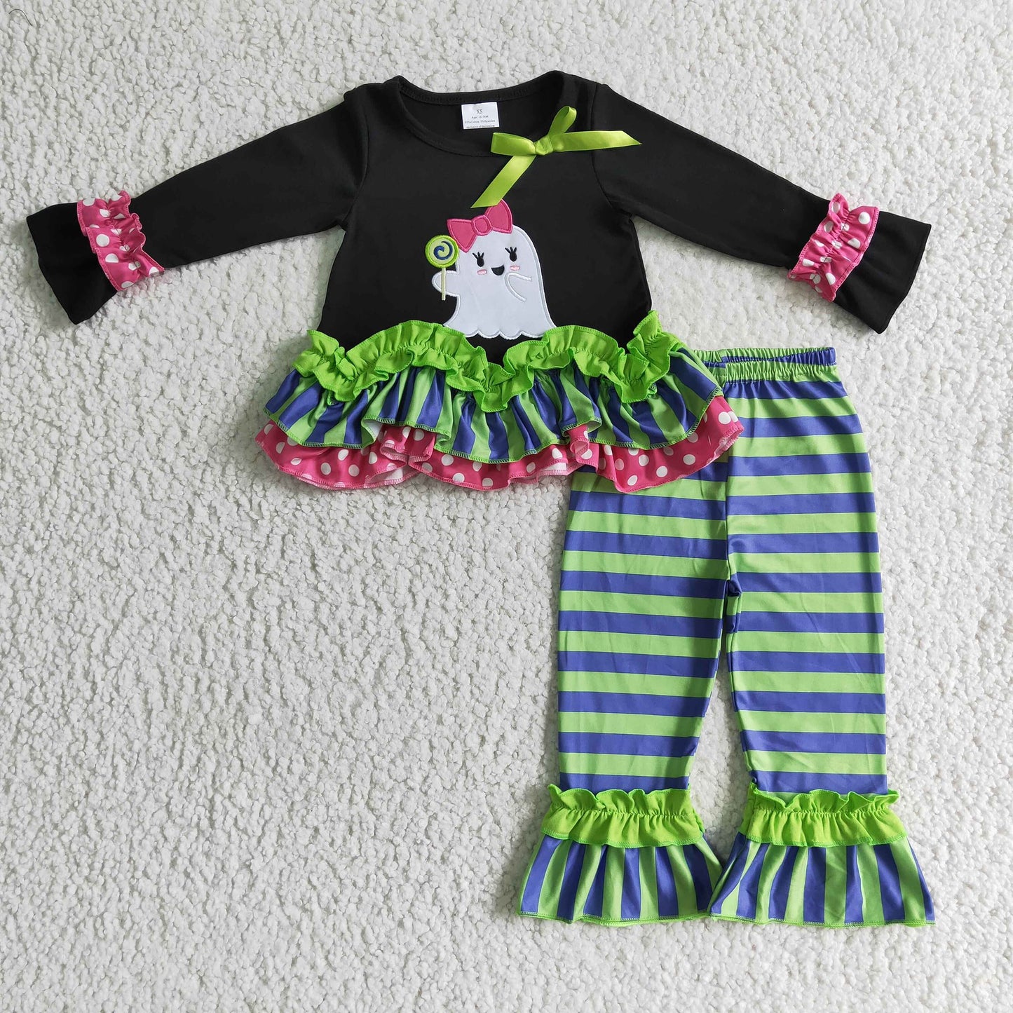 Candy Ghost Ruffle Halloween Pants Set