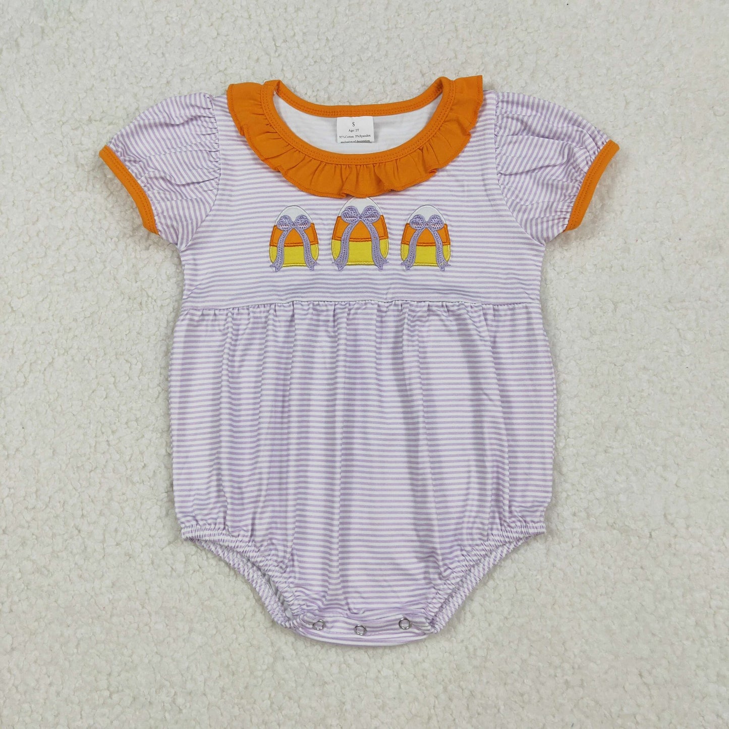 Purple Striped Candy Corn Romper