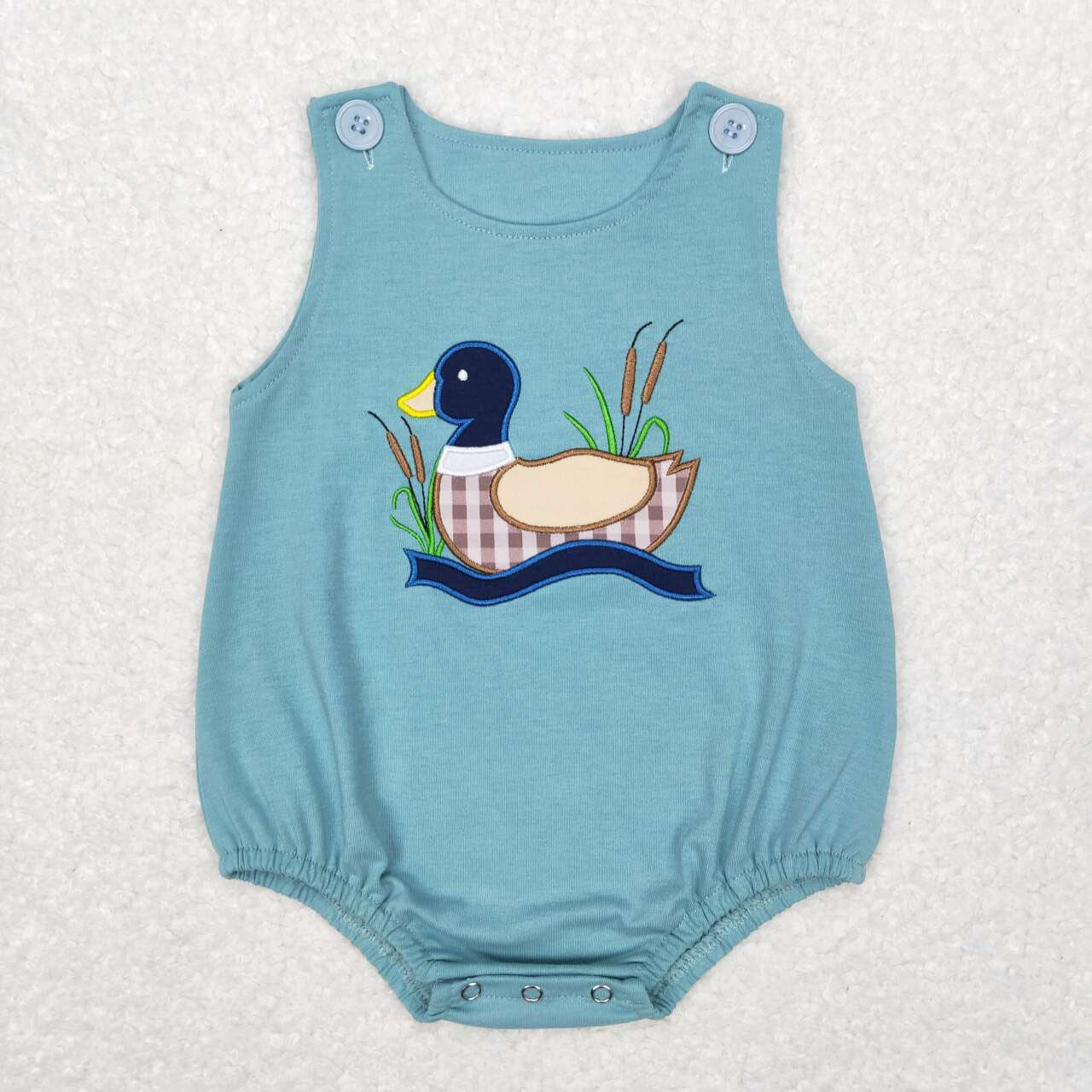 Plaid Mallard Teal Romper