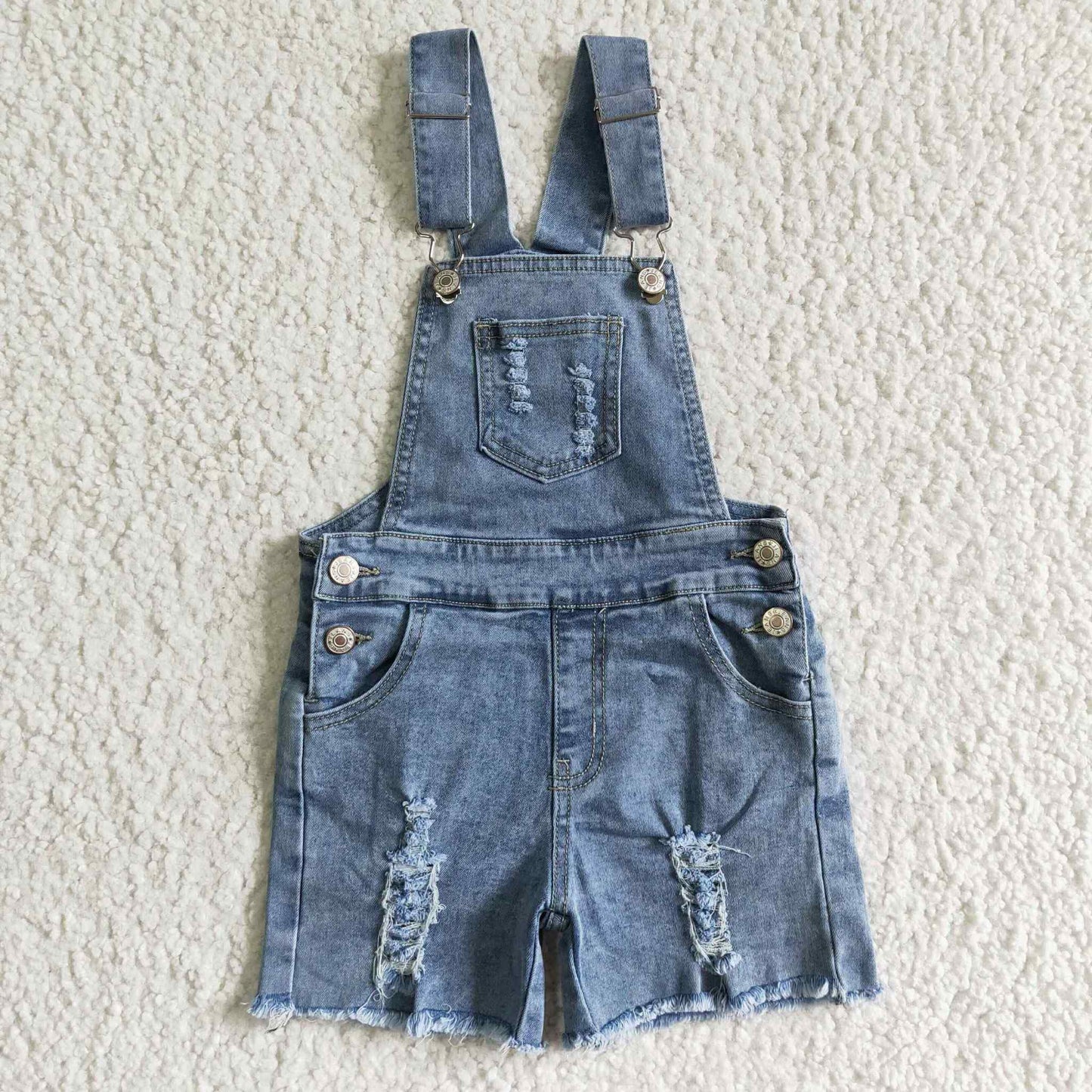 Denim Distressed Overalls