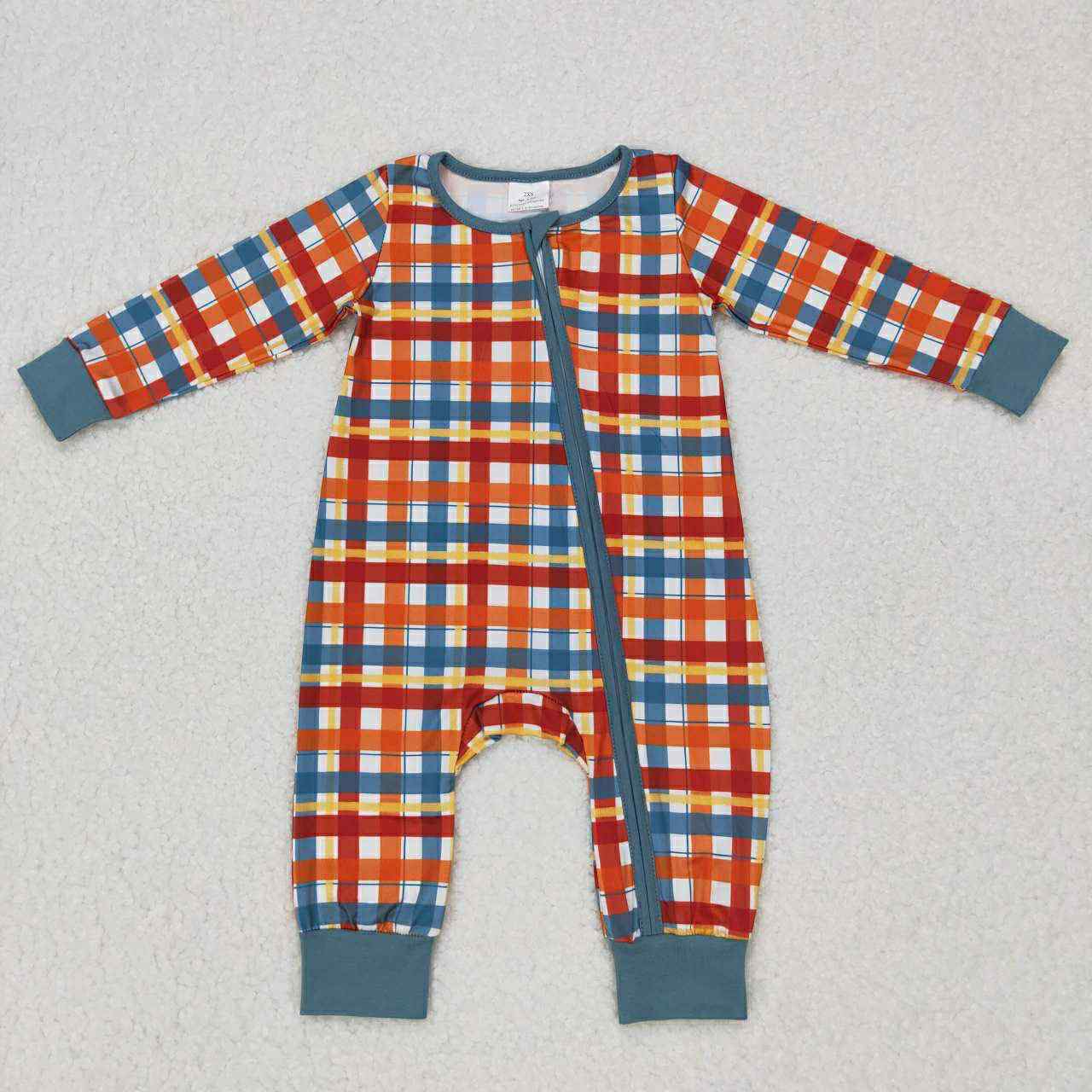 Orange and Blue Plaid Zippy