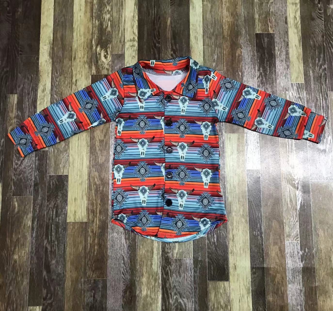 Western Cow Skull Button Down Shirt