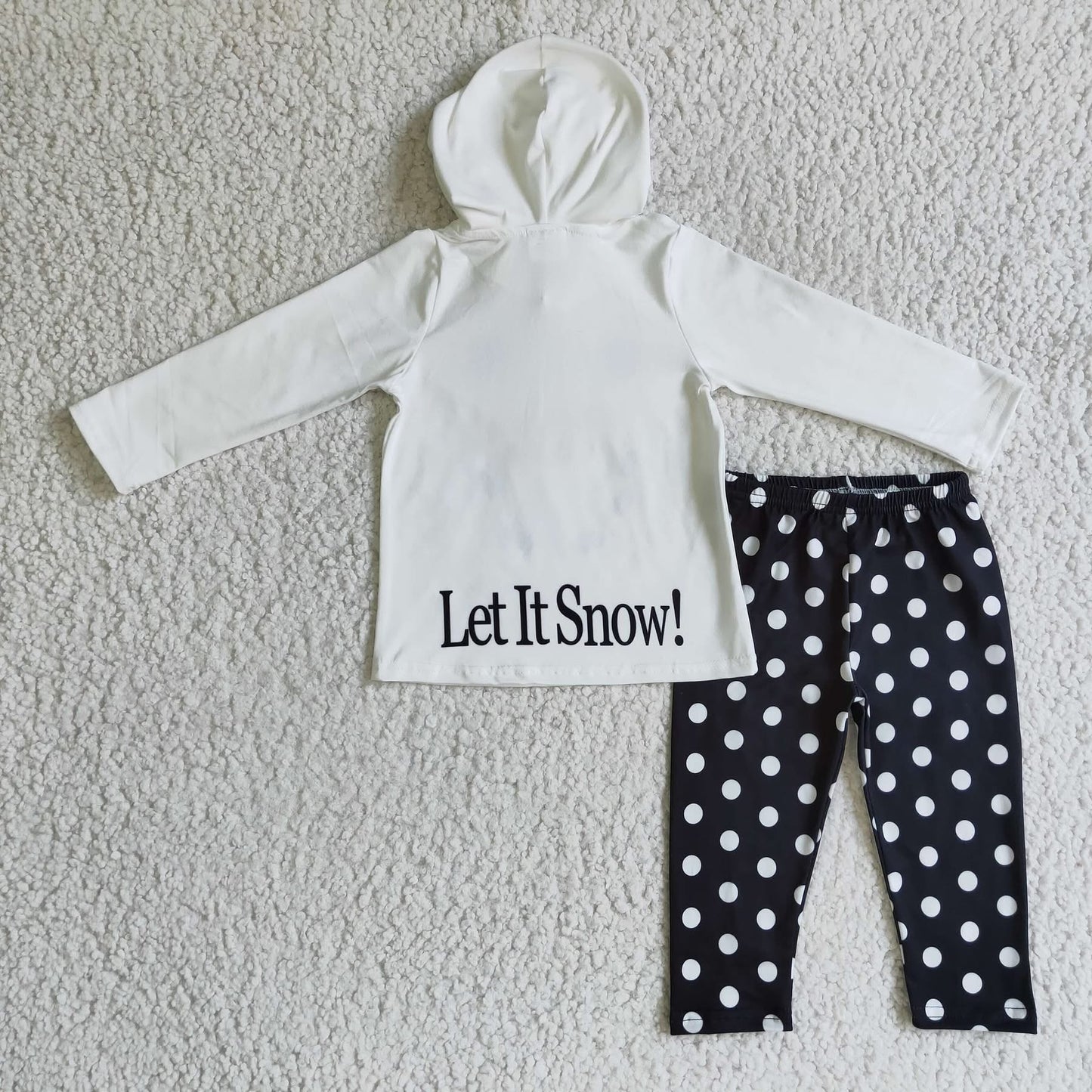 Black & White Snowman Hooded Pants Set