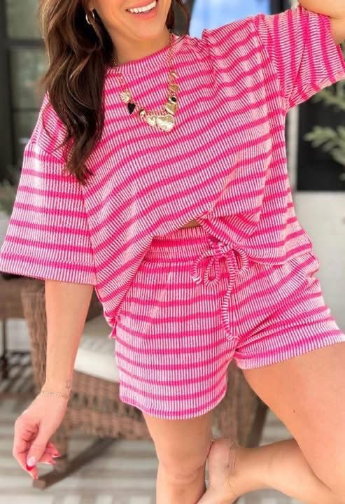 Ribbed Striped Short Set Preorder