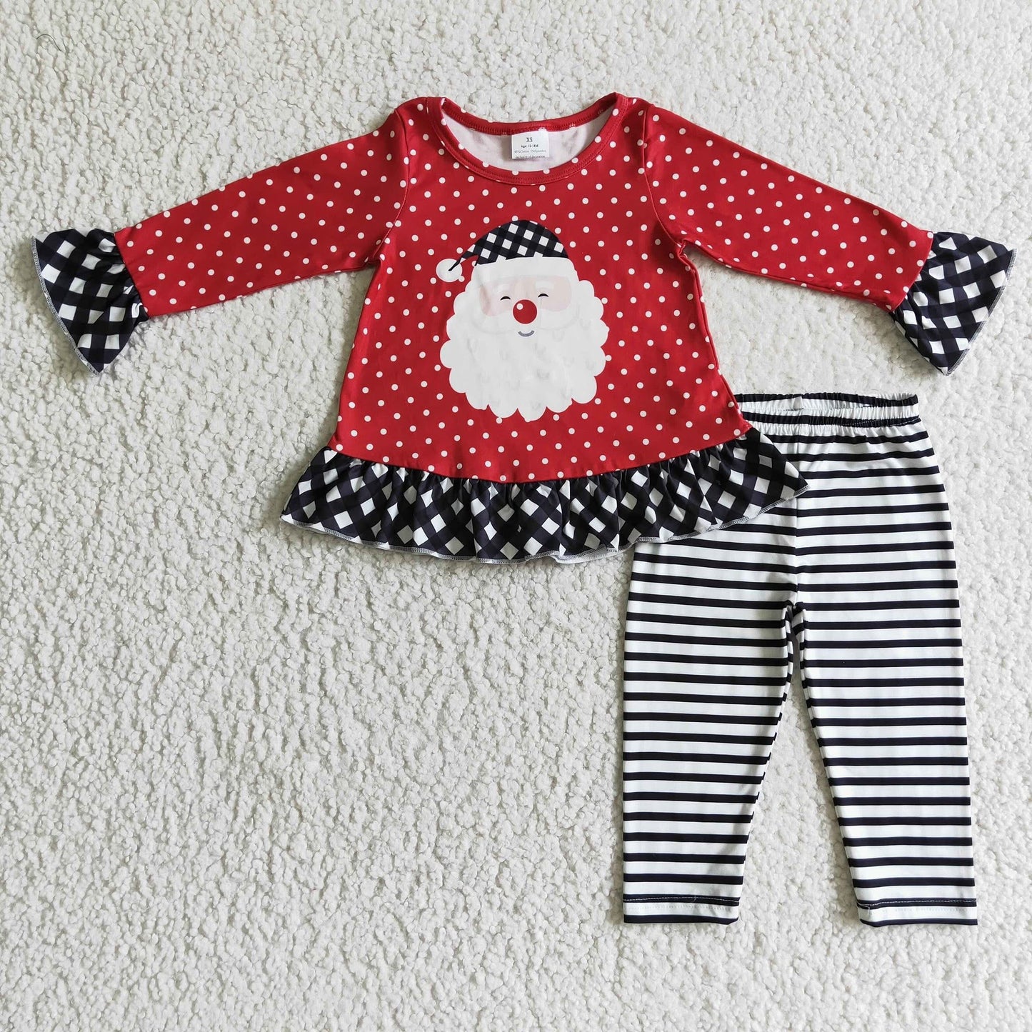 Red Dotted Stripe Santa Set