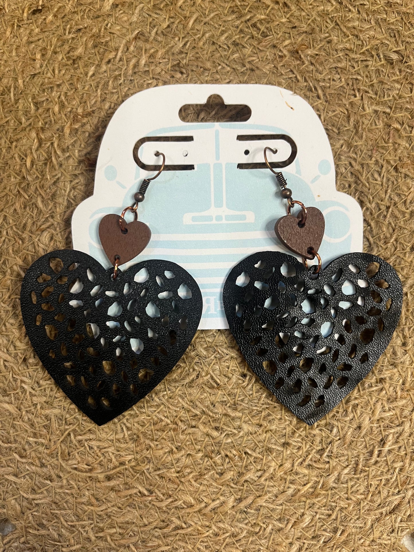 Black & Brown Heart Earrings