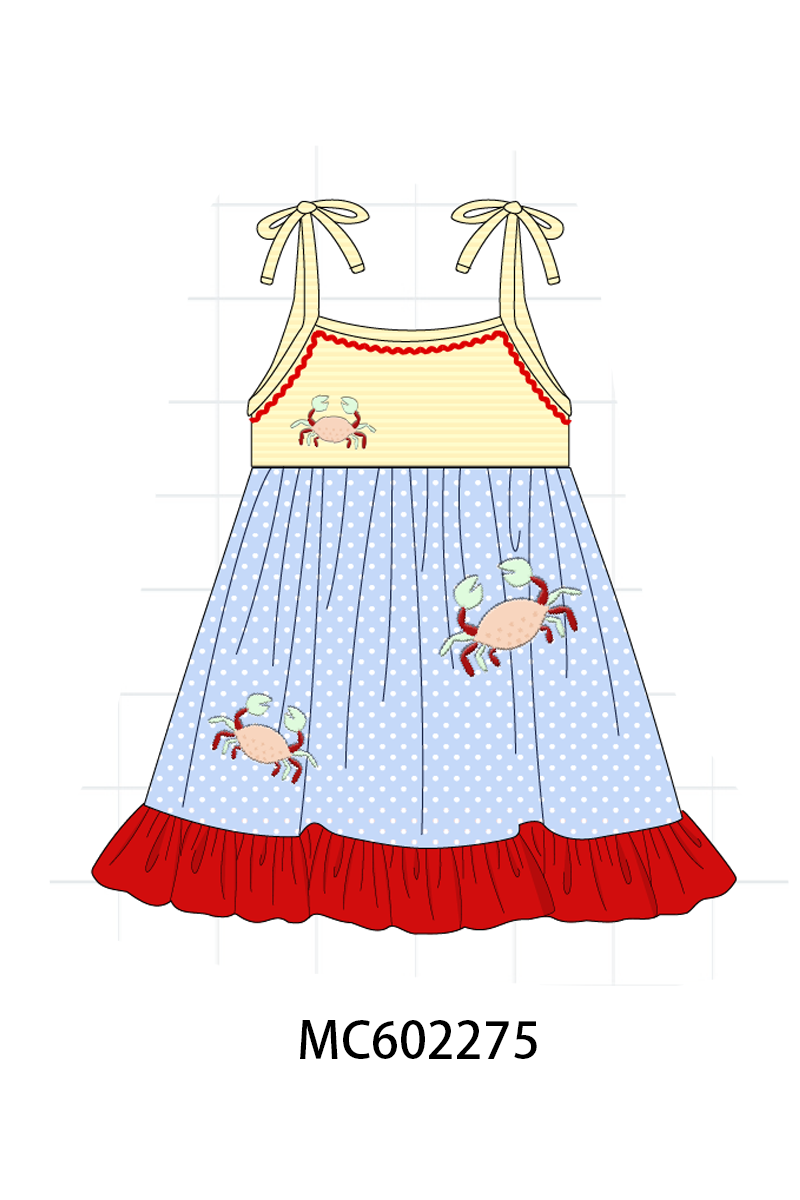 Blue Crab Applique Dress