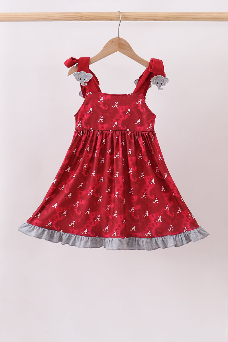 Maroon Alabama Roll Tide Smocked Ruffle Dress
