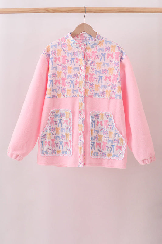 Pink Bow Fleece mom&me Jacket