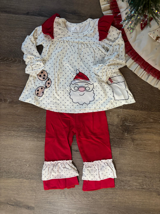 Girls Polka Dot Santa Cookies Milk Set