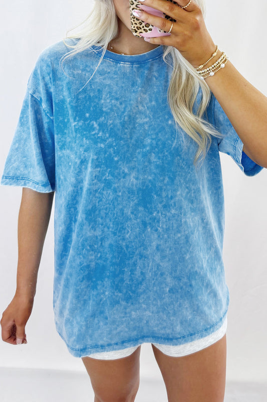 Blue Mineral Washed Oversized Tee
