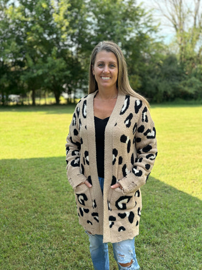 Taupe Soft Leopard Cardigan