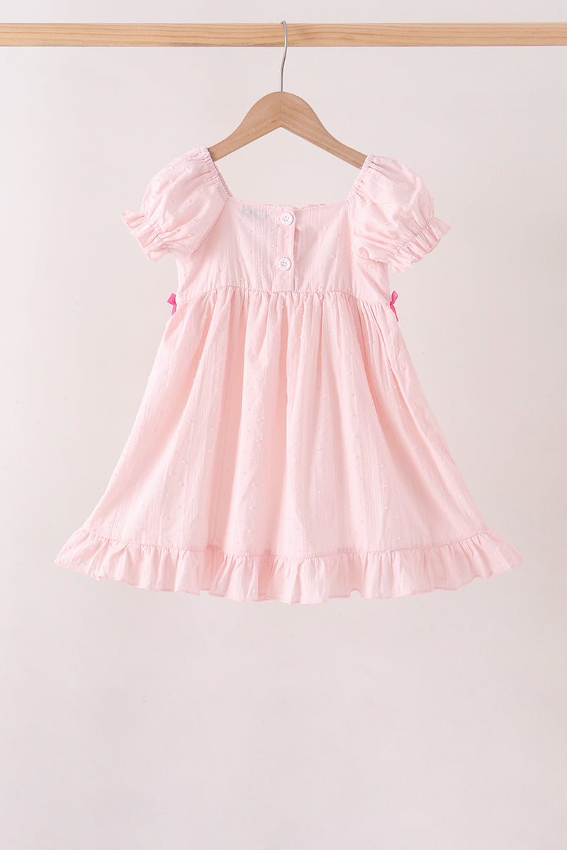 Pink Castle Embroidery Jacquard Ruffle Dress