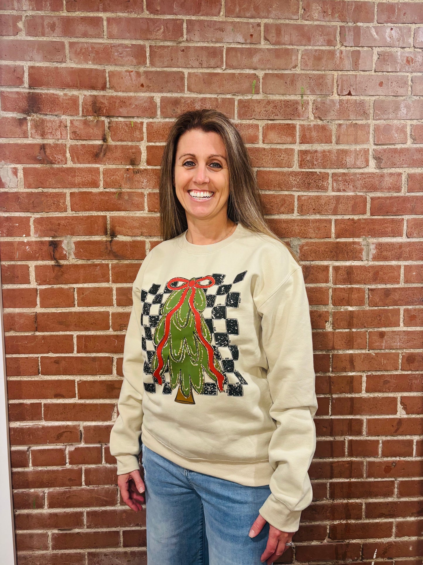 Retro Checkered Tree Sweatshirt