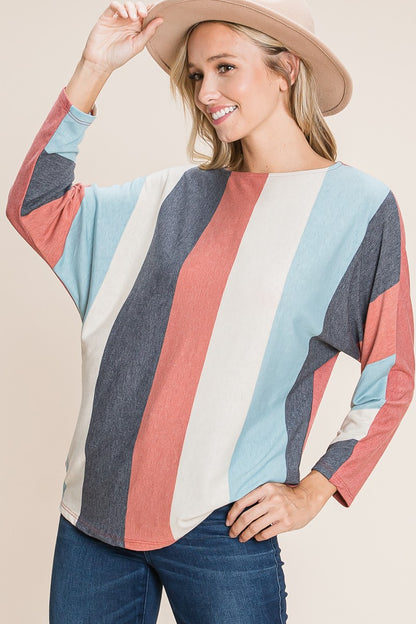 Rust and Mint Striped Long Sleeve