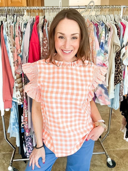 Just Peachy Gingham Top