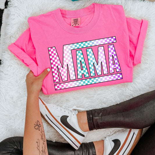 Pastel Pink Mama Check Tee PREORDER