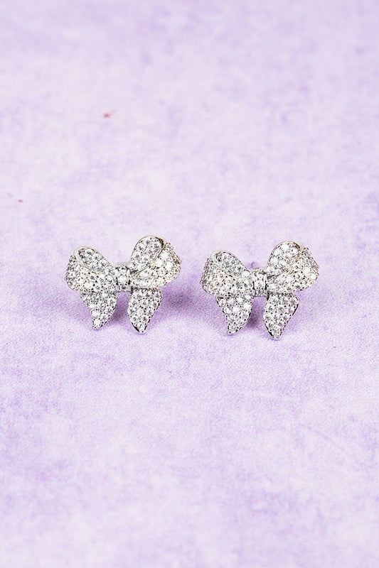 Silvertone Bow Earrings