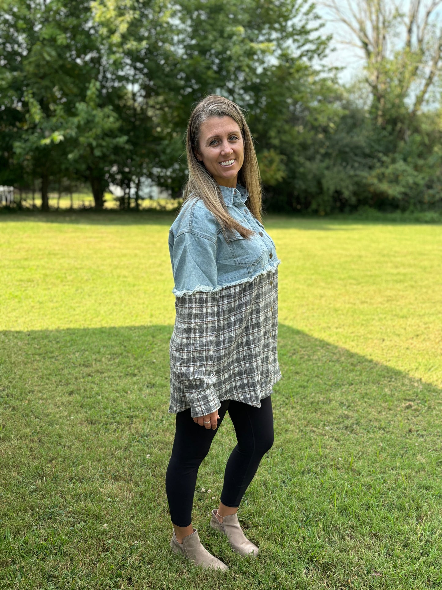 Denim Plaid Shacket