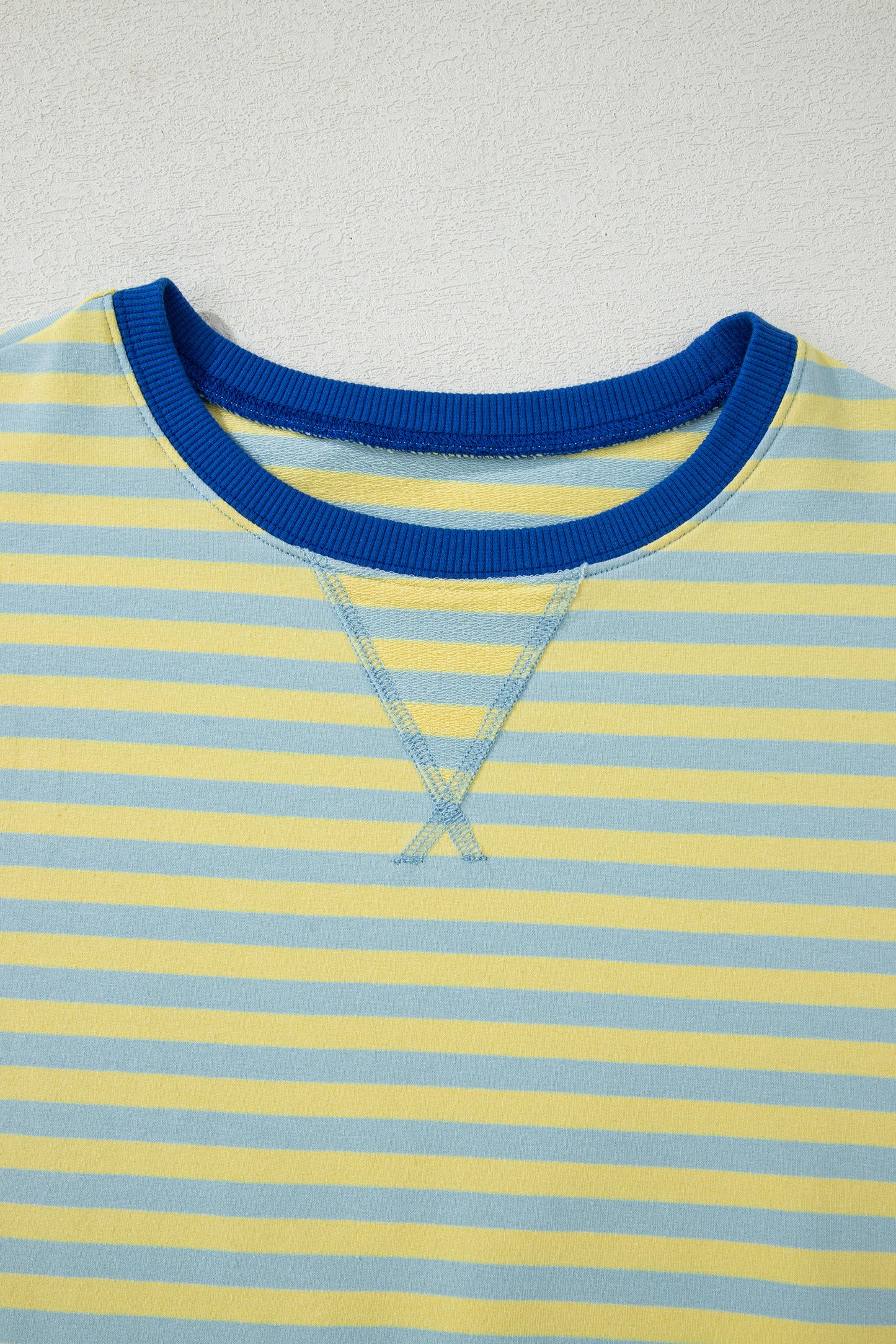 Rose Stripe Drop Shoulder Boxy Casual Terry Short Set