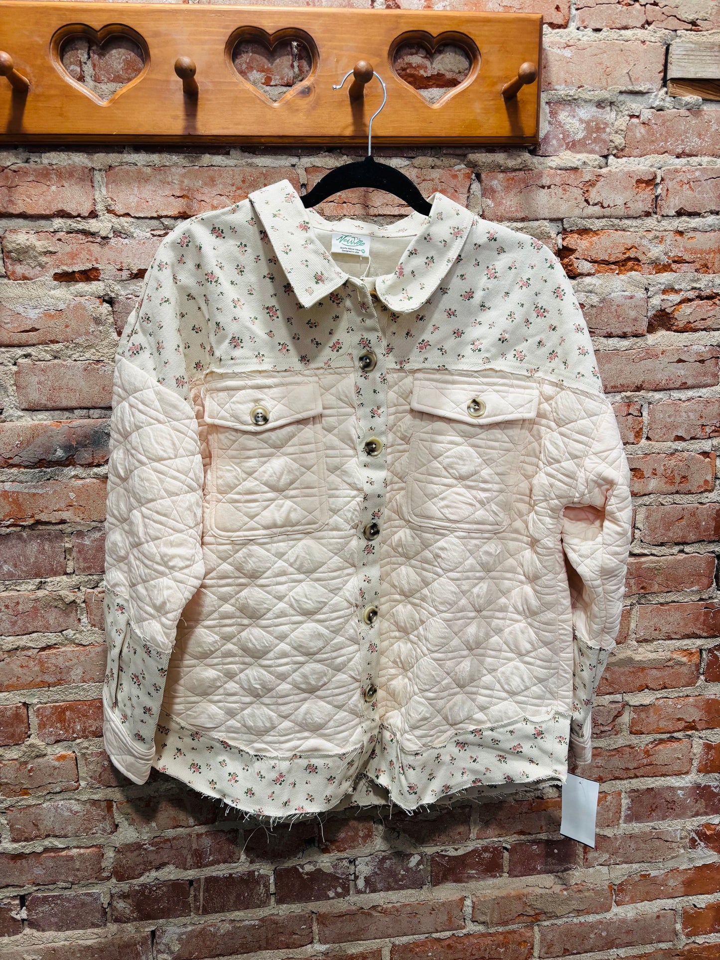 Vintage Floral Pink Button Shacket