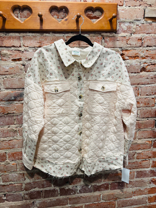 Vintage Floral Pink Button Shacket