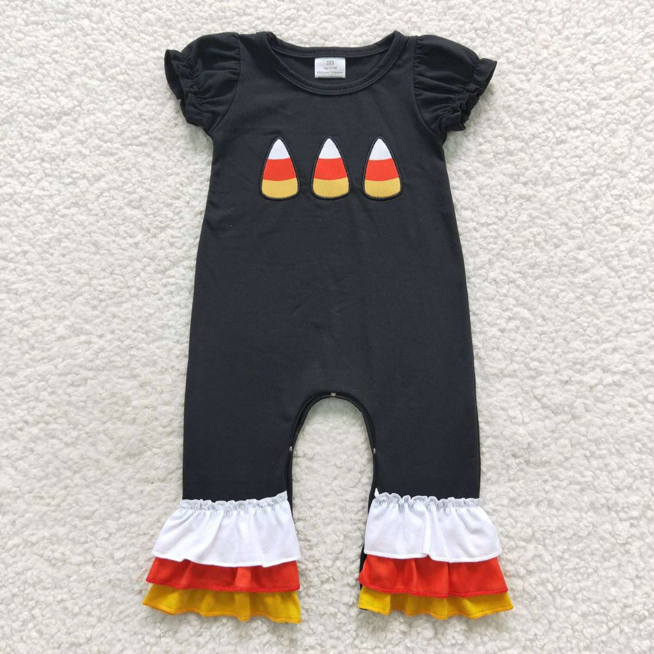 Candy Corn Ruffle Romper