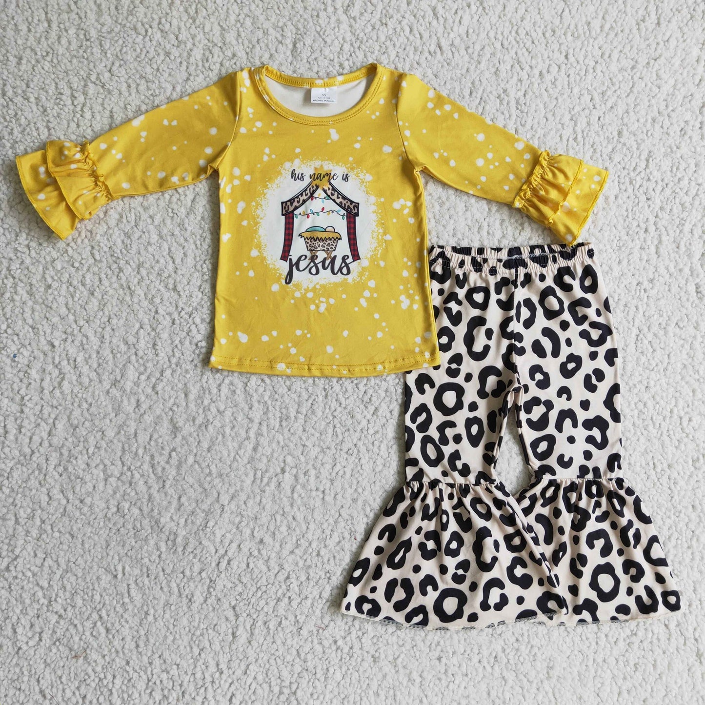 His Name Is Jesus Leopard Bell Bottoms Set