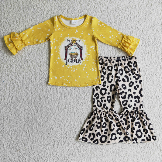 His Name Is Jesus Leopard Bell Bottoms Set