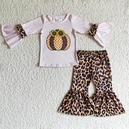 Cheetah Print Pumpkin Bell Bottom Set
