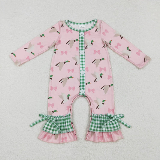 Mallards & Bows Green Gingham Romper