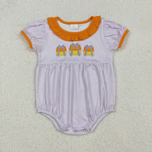 Purple Striped Candy Corn Romper