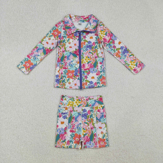Multicolor Floral Biker Shorts Set