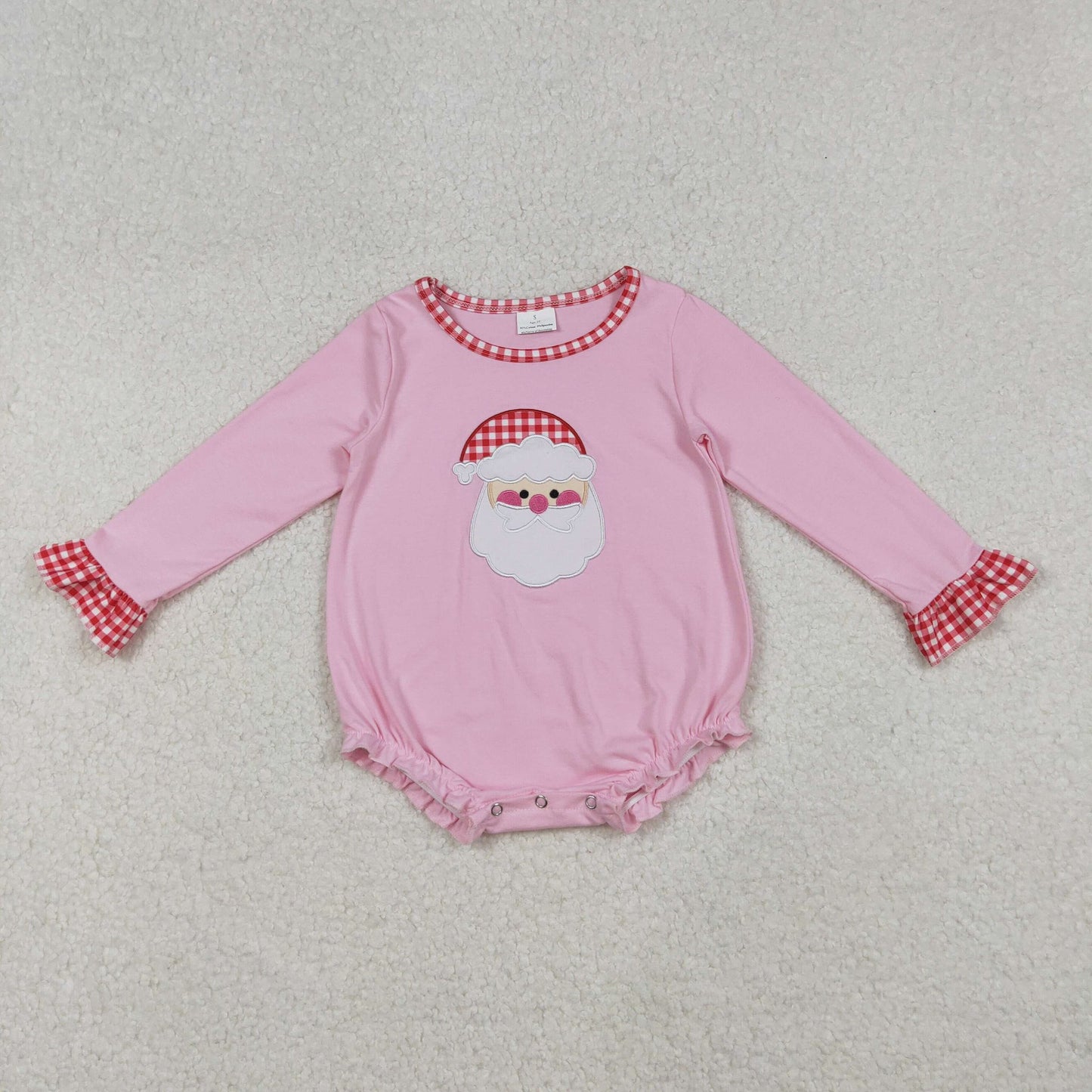 Pink and Red Gingham Santa Ruffle Romper