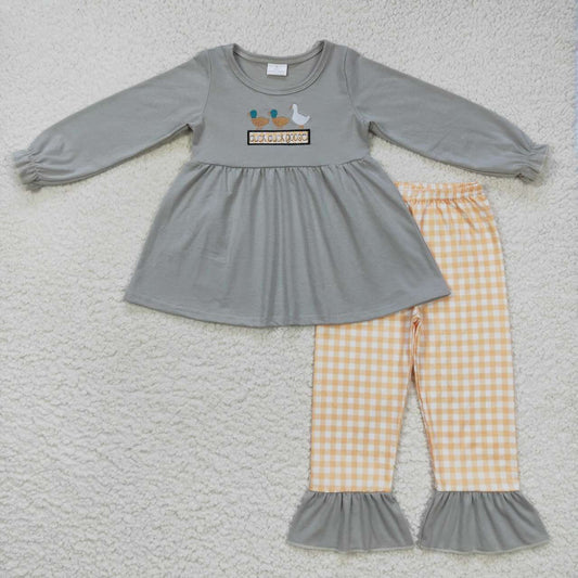 Duck Duck Goose Ruffle Plaid Pants Set
