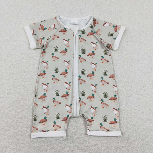 Beige Short Sleeve Duck Romper