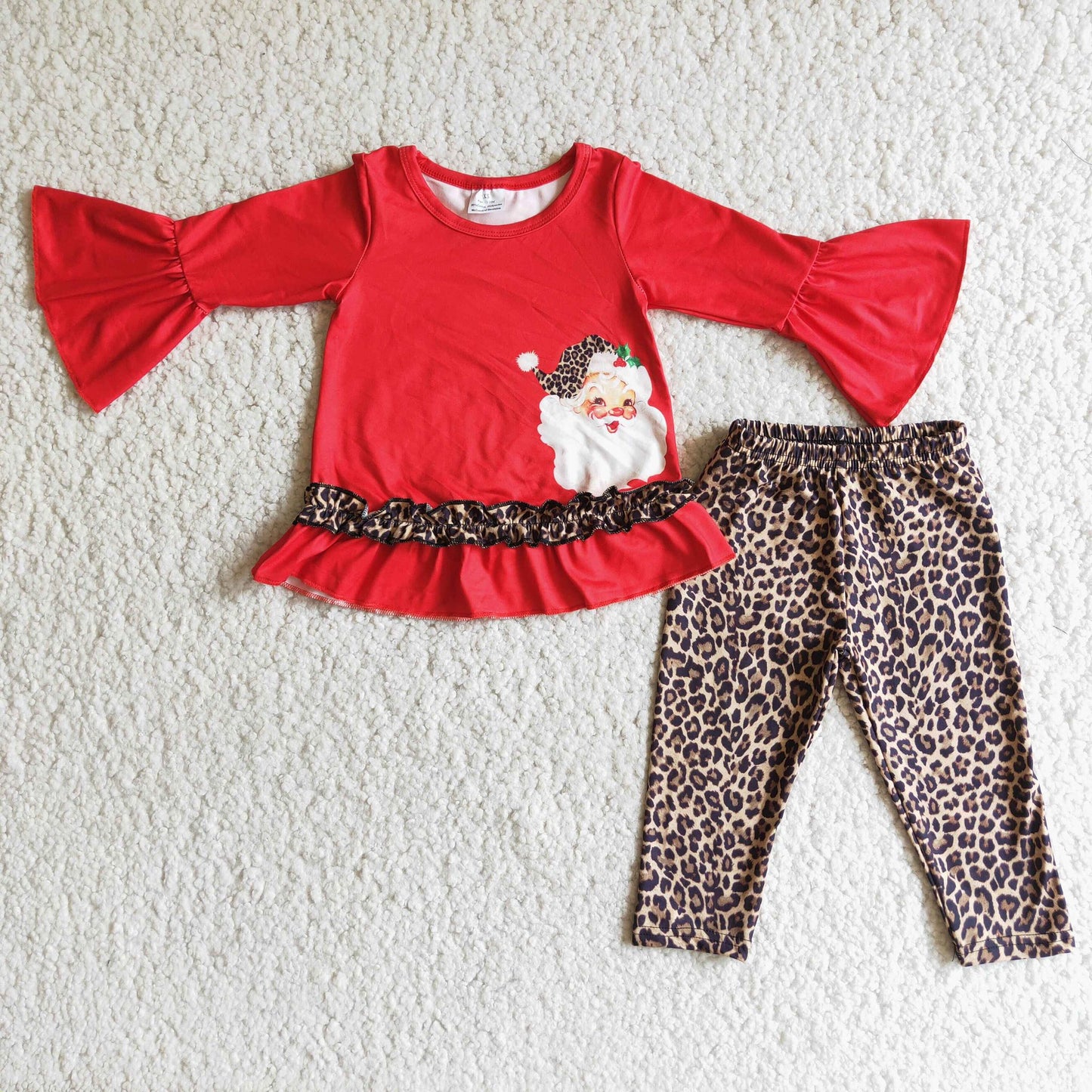 Leopard Print Santa Pants Set