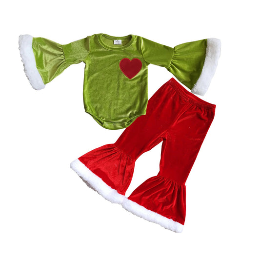 Growing Heart Velvet Bell Bottom Set
