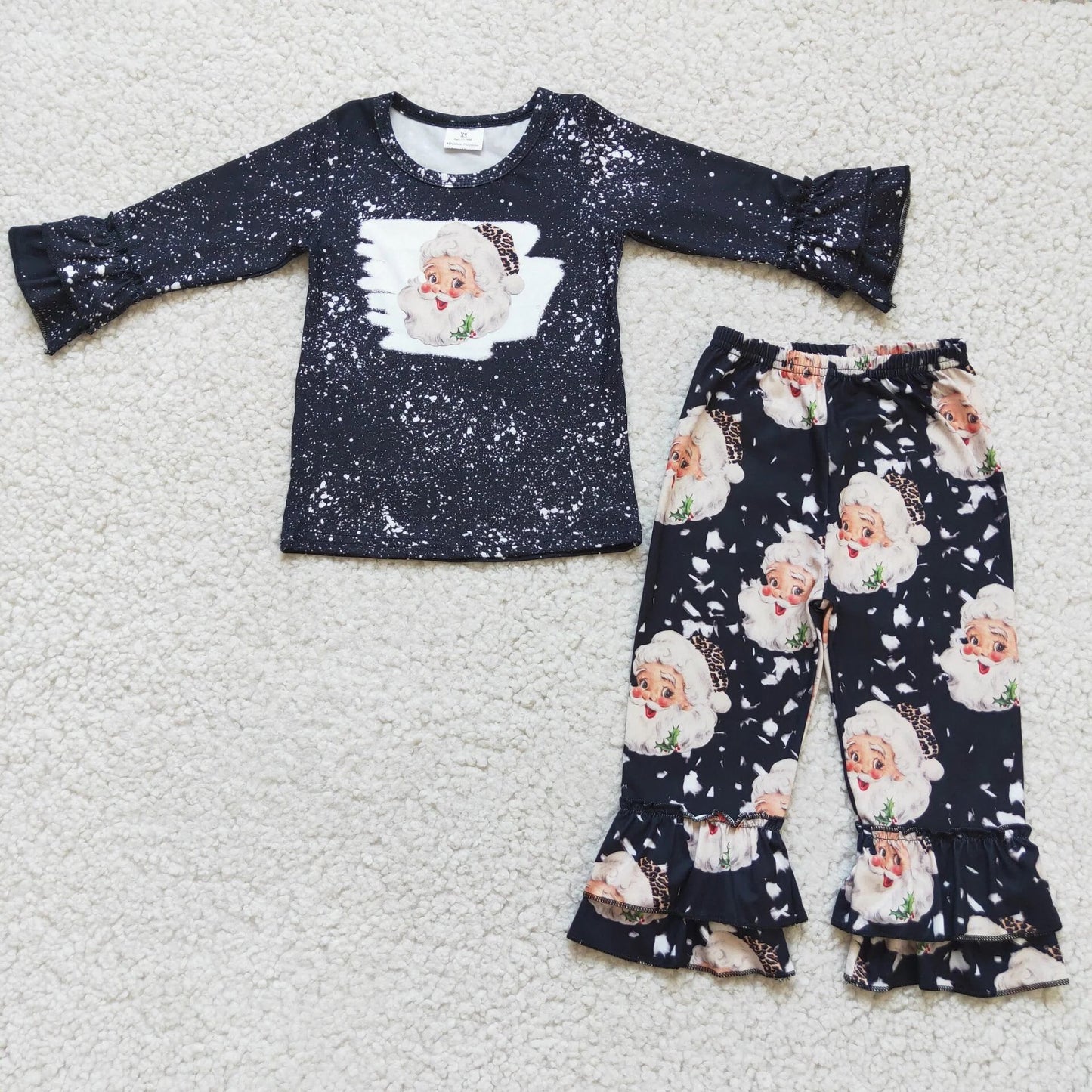 Black Ruffle Santa Pants Set