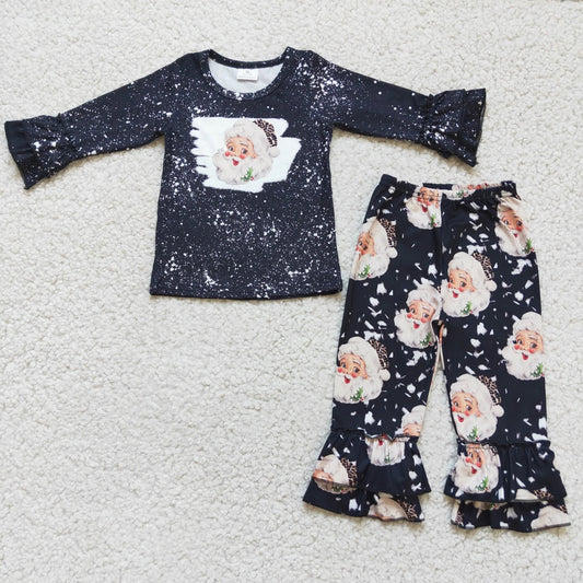 Black Ruffle Santa Pants Set