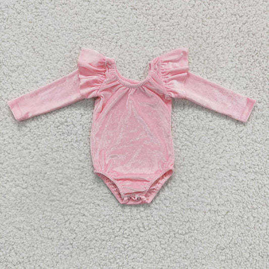 Pink Velvet Leotard Romper