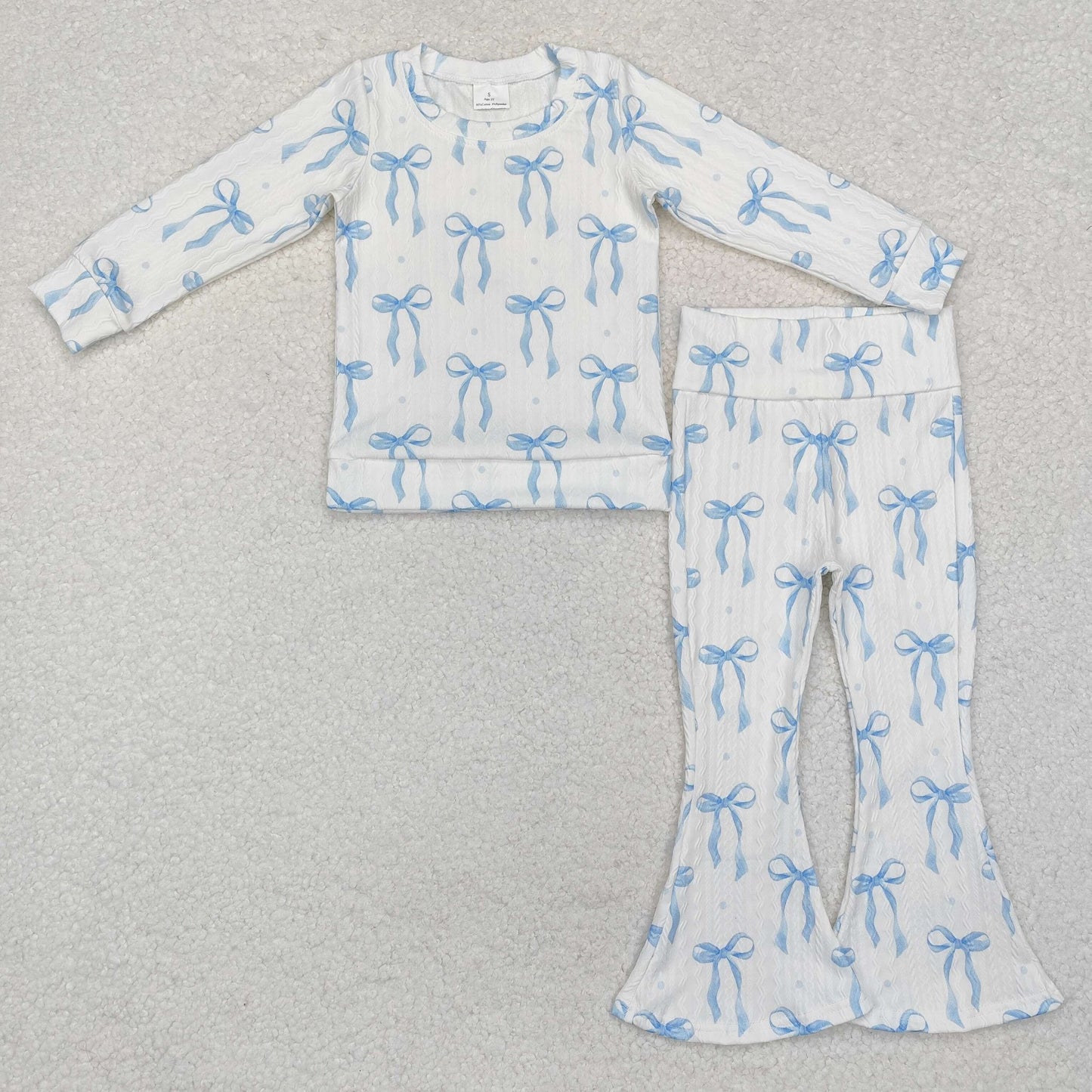 Blue Bows Flare Pants Set
