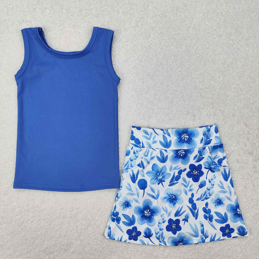 Blue Floral Tank Set
