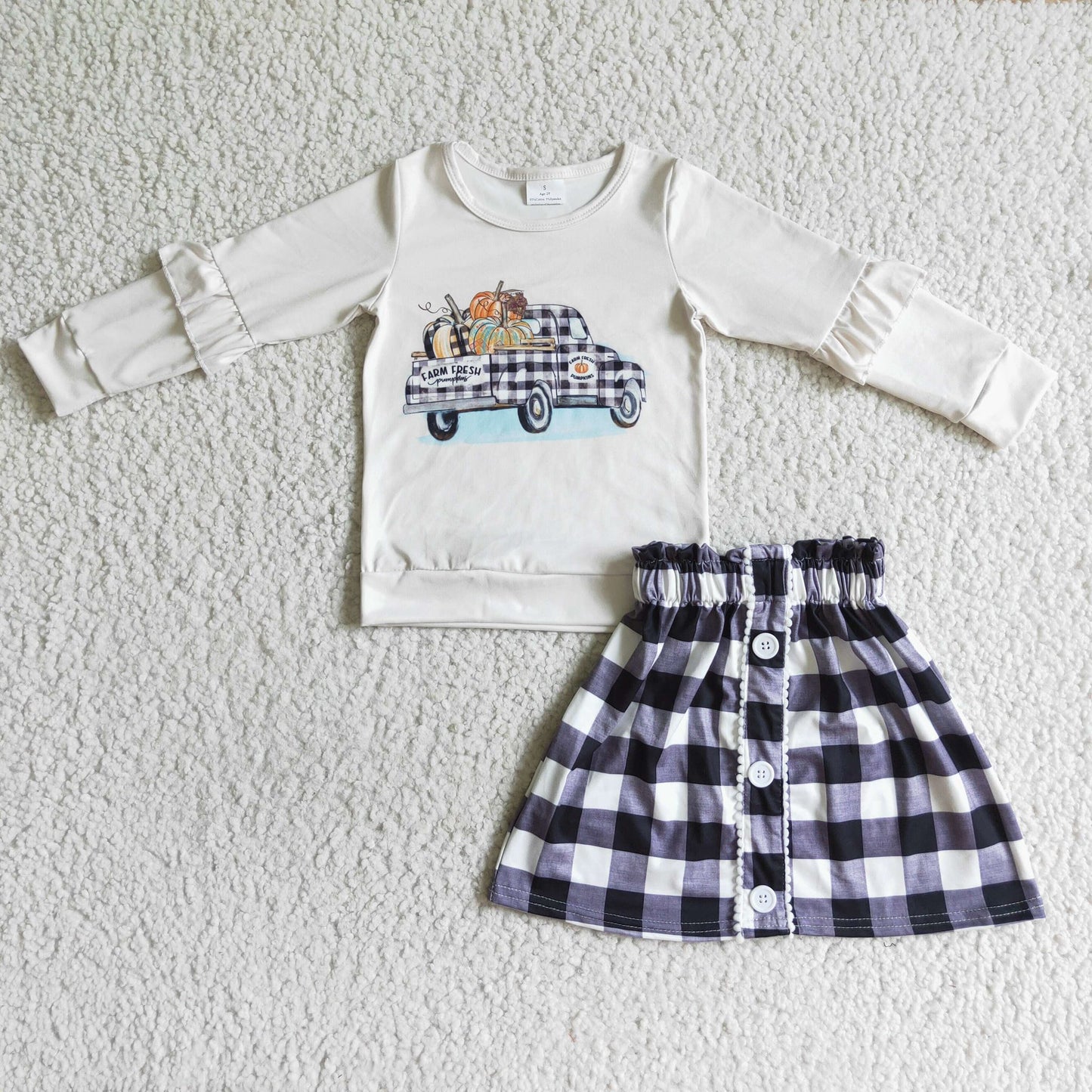 Plaid Pumpkin Truck Skirt Set