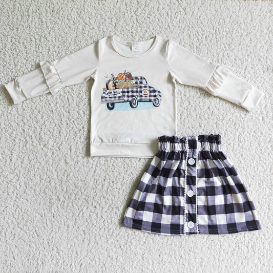 Plaid Pumpkin Truck Skirt Set
