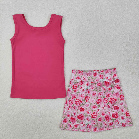 Pink Floral Rose Tank Set