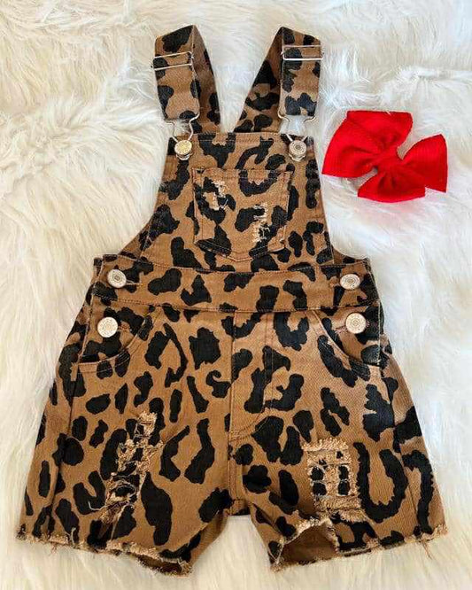 Cheetah Print Short Overalls