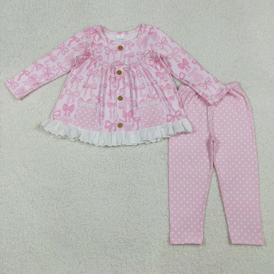 Pink Bows & Lace Pants Set