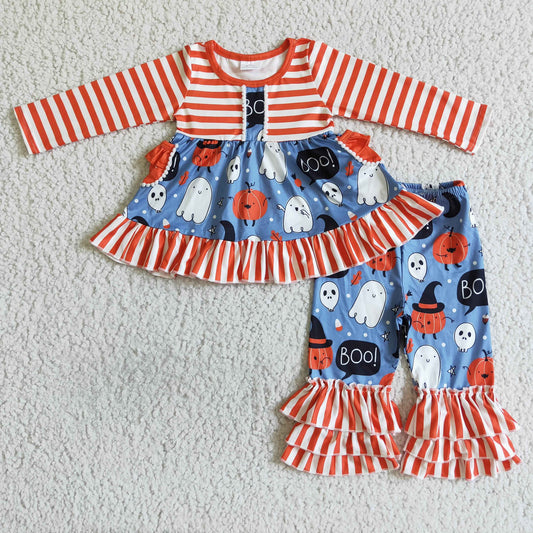 Striped Boo! Ruffle Pants Set