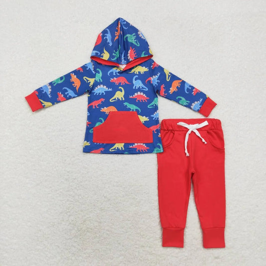 Hooded Primary Colors Dino Jogger Set